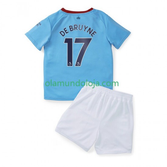 Camisola Manchester City De Bruyne 17 Criança Equipamento Primeiro 2022-2023 Manga Curta